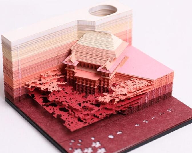 激光镂空雕刻机360度创意切割3d建筑模型便签纸，无毛边，不烧焦